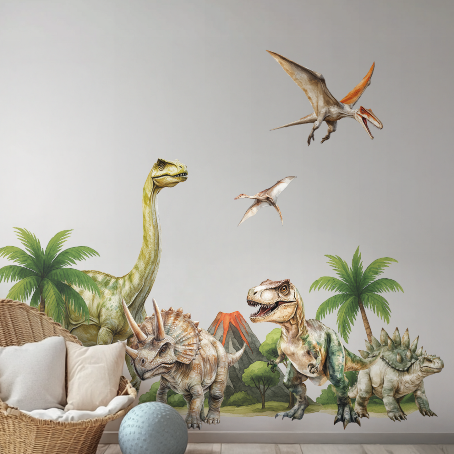 Dinosaur Wall Decals – Removable, PVC-Free Stickers for Kids’ Room or Nursery, Available in XL & XXL Sizes, Fantasy Wall Art