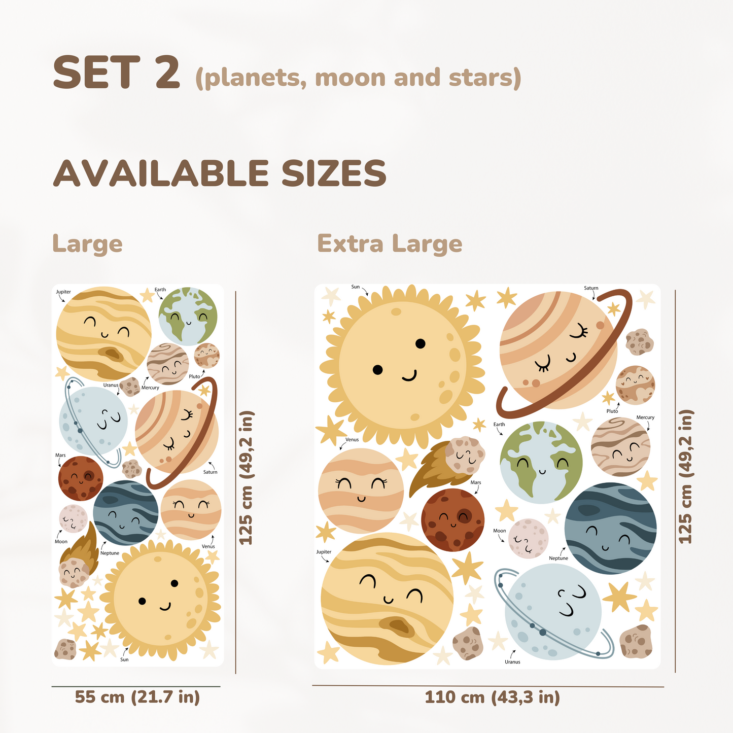 Space Wall Decals – Large and Extra Large Stickers with Rockets, Stars & Astronaut Animals for Kids Room Decor