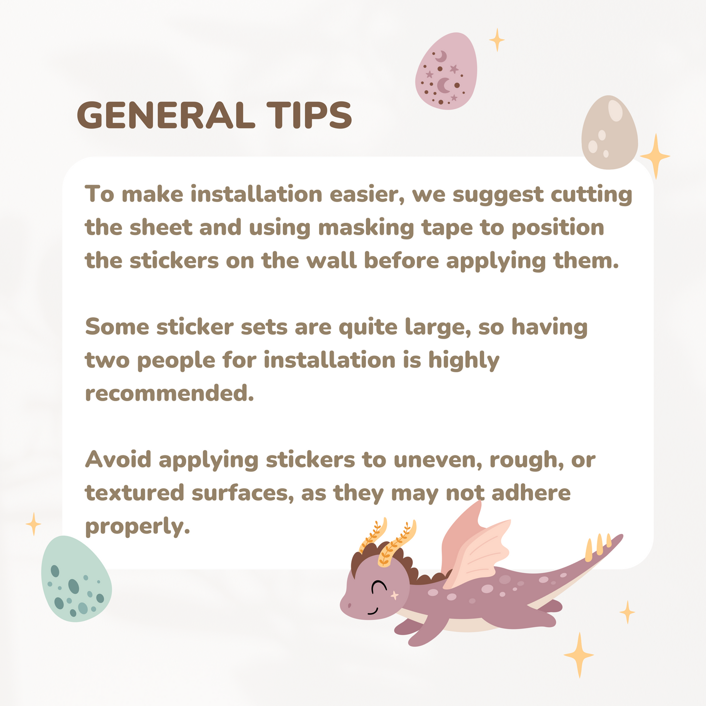 Cute Dragon Wall Stickers – Purple & Pink Fantasy Creatures, Boho Nursery Decor, Magical Kids Room Wall Art