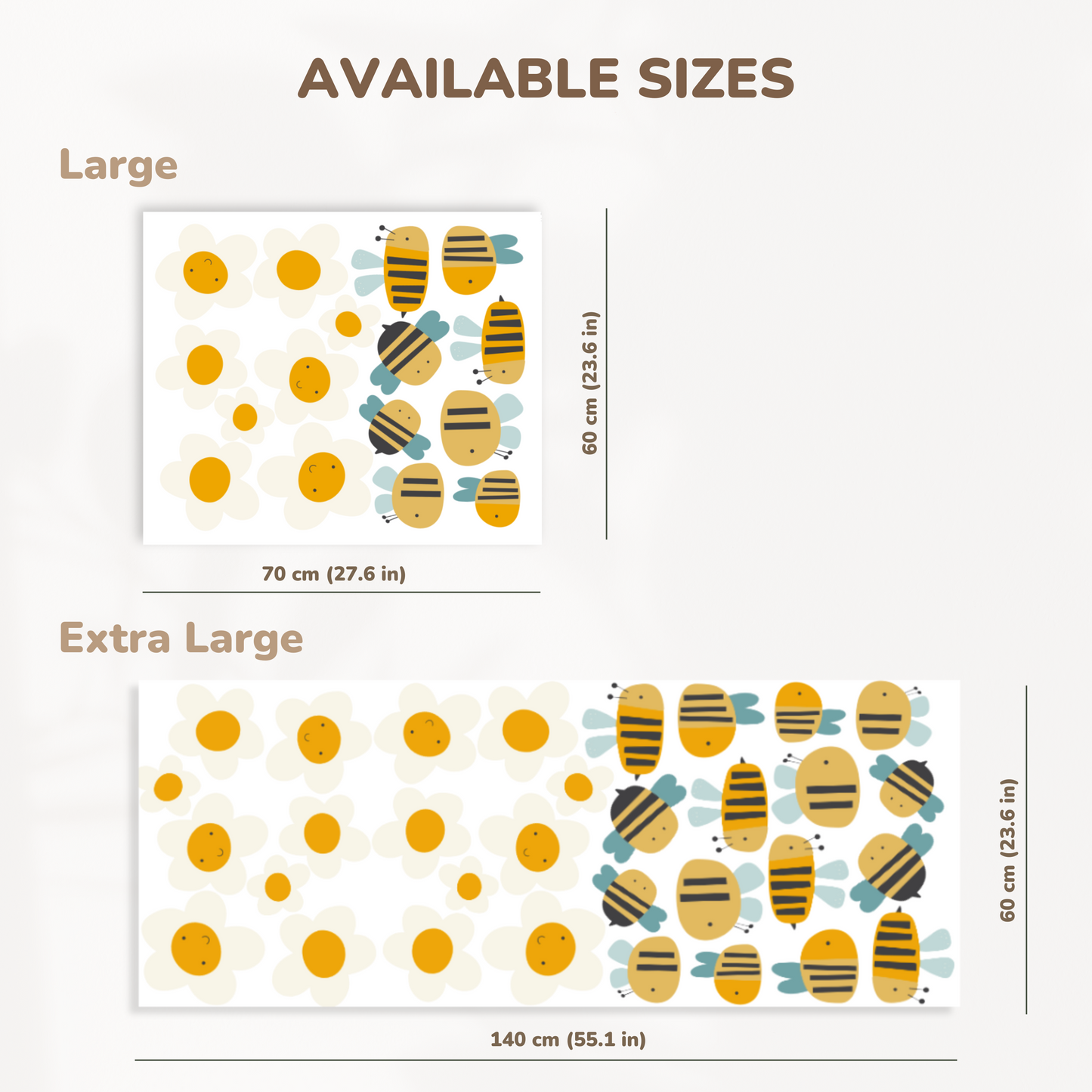 Bees Wall Decals β Nature-Inspired Nursery Art for Girls & Boys, Reusable Stickers in L-XL Sizes, Adorable Bee and Floral Kids Room Decor