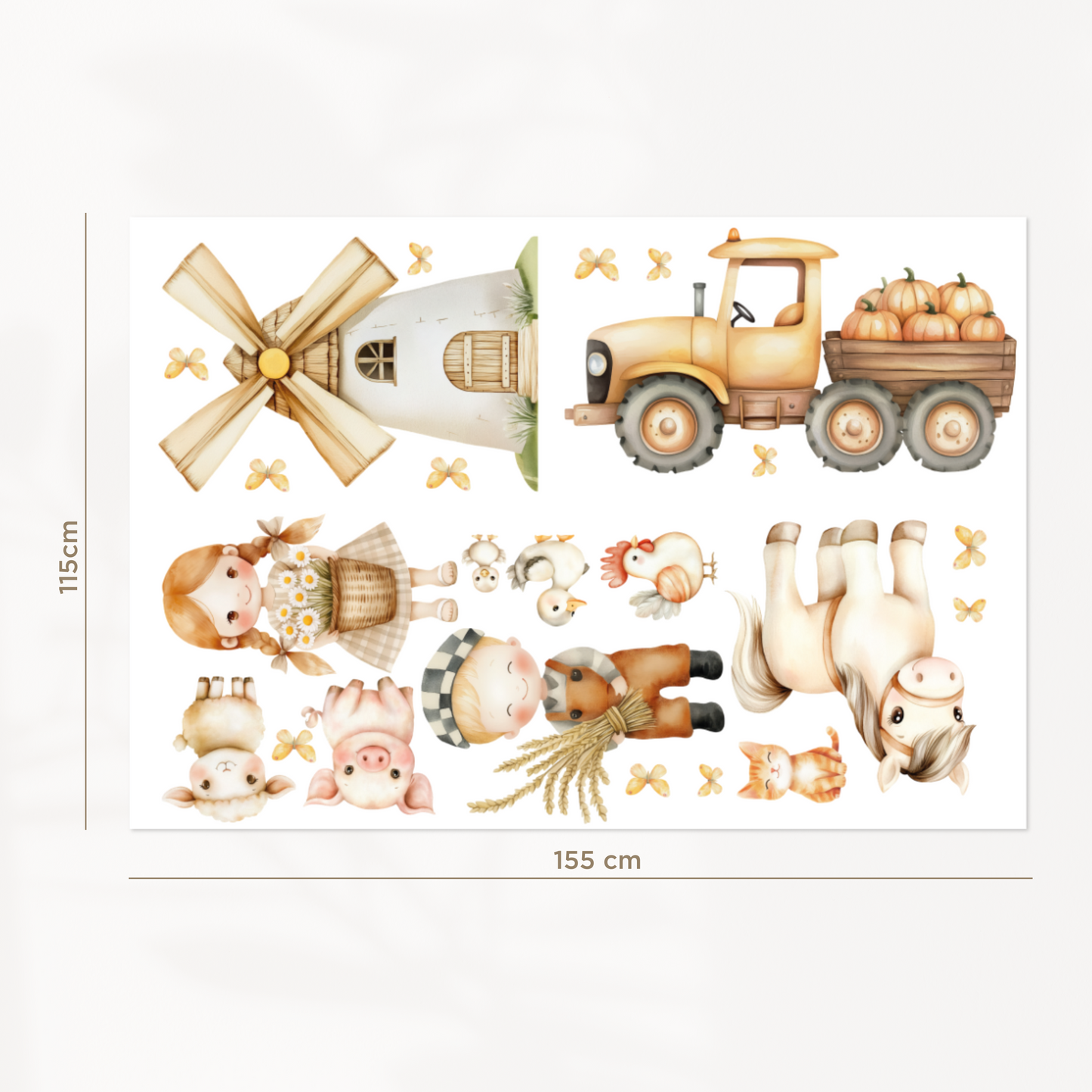 Farm-Style Wall Decals – Reusable Non-Toxic XXL Wall Art for Kids’ Nursery, Playroom, or Bedroom