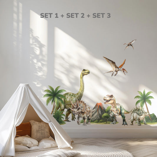 Stickers muraux dinosaures – Autocollants amovibles sans PVC pour chambre d'enfant ou de bébé, disponibles en tailles XL et XXL, décoration murale fantaisie