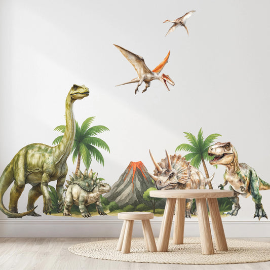 Stickers muraux dinosaures – Autocollants amovibles sans PVC pour chambre d'enfant ou de bébé, disponibles en tailles XL et XXL, décoration murale fantaisie