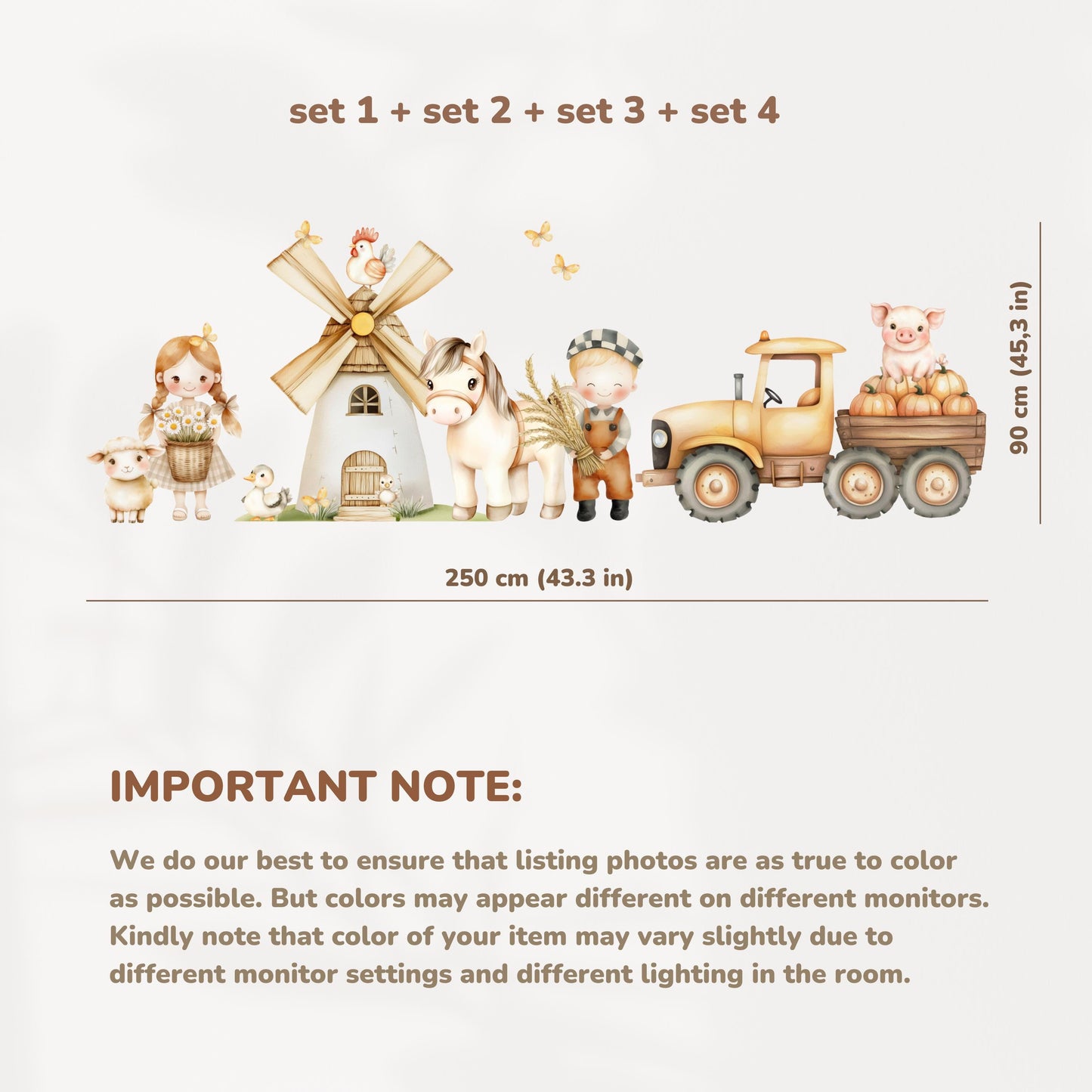 Autocollants muraux style ferme – Décoration murale XXL réutilisable et non toxique pour chambre d'enfant, salle de jeux ou chambre à coucher