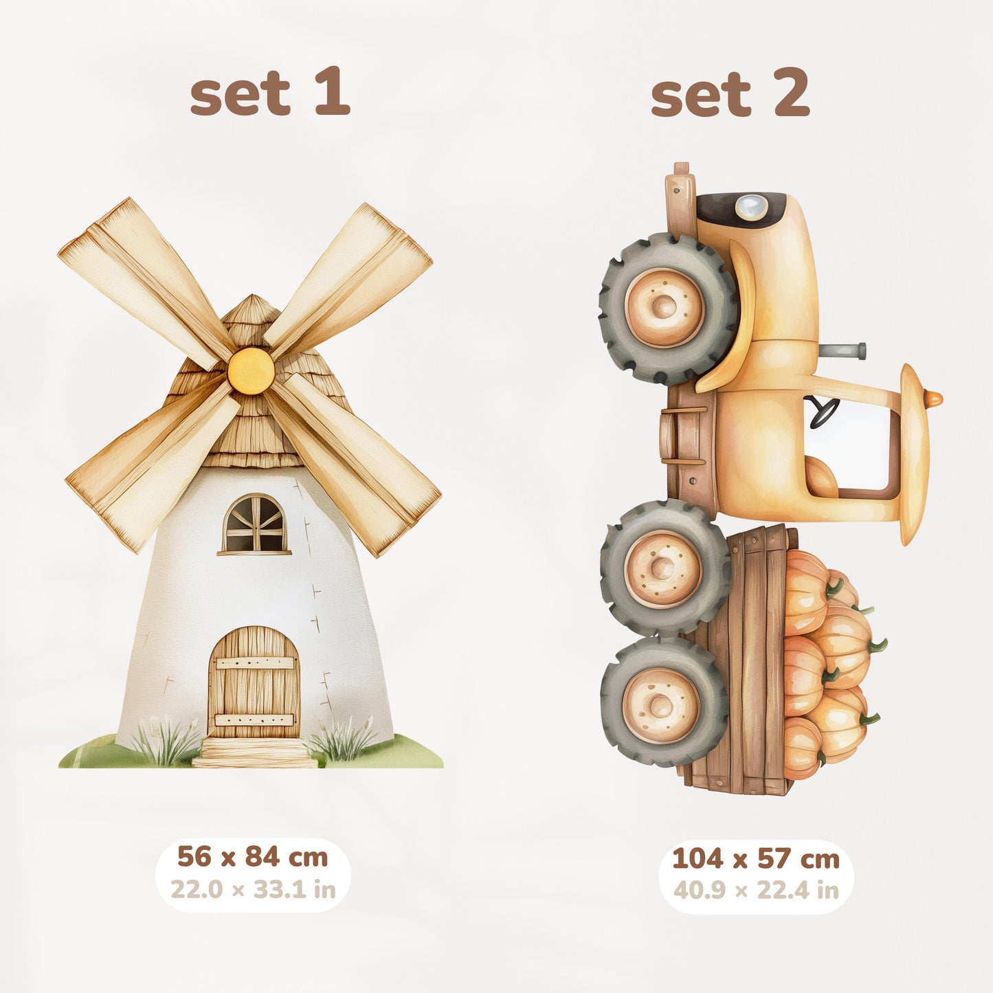 Autocollants muraux style ferme – Décoration murale XXL réutilisable et non toxique pour chambre d'enfant, salle de jeux ou chambre à coucher