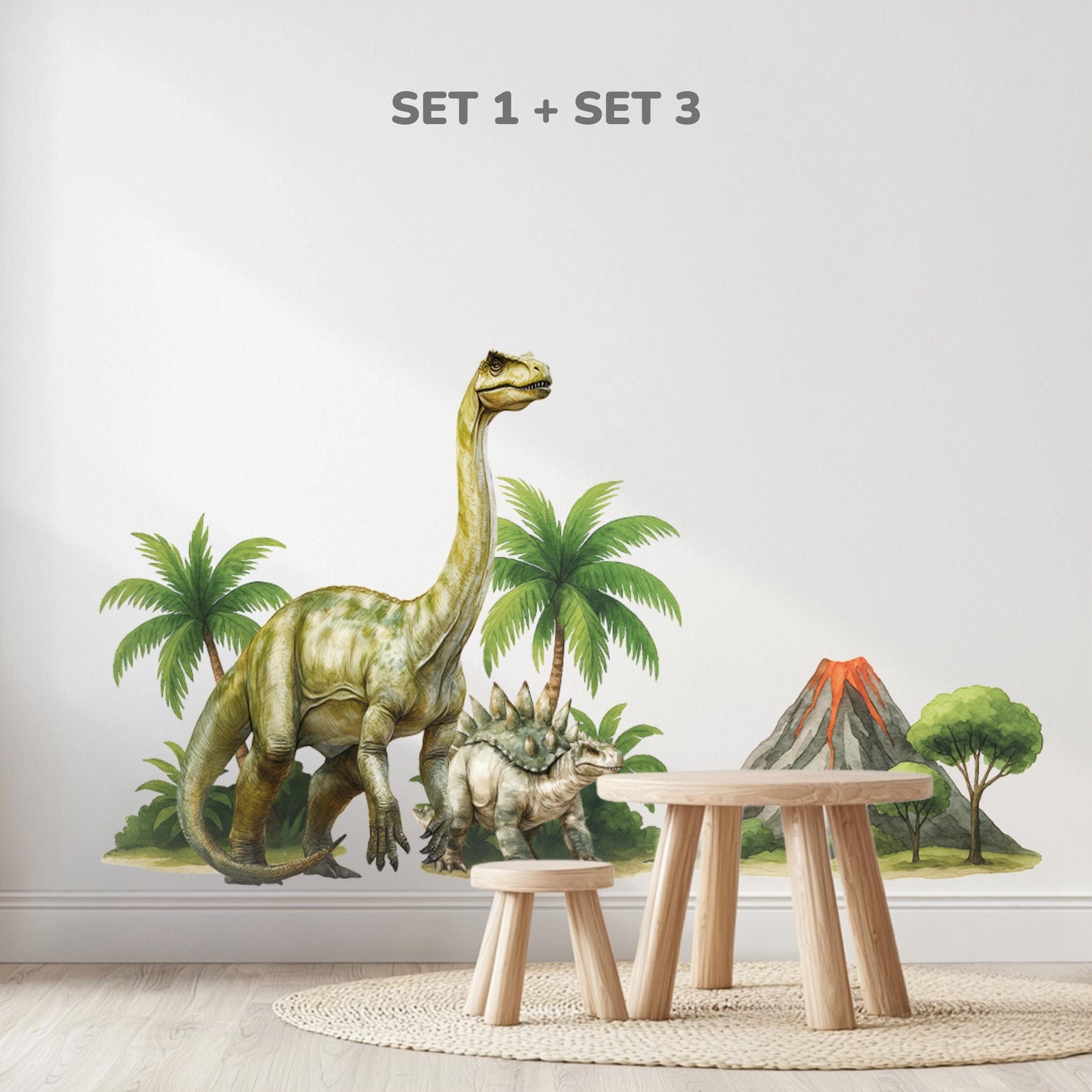 Stickers muraux dinosaures – Autocollants amovibles sans PVC pour chambre d'enfant ou de bébé, disponibles en tailles XL et XXL, décoration murale fantaisie