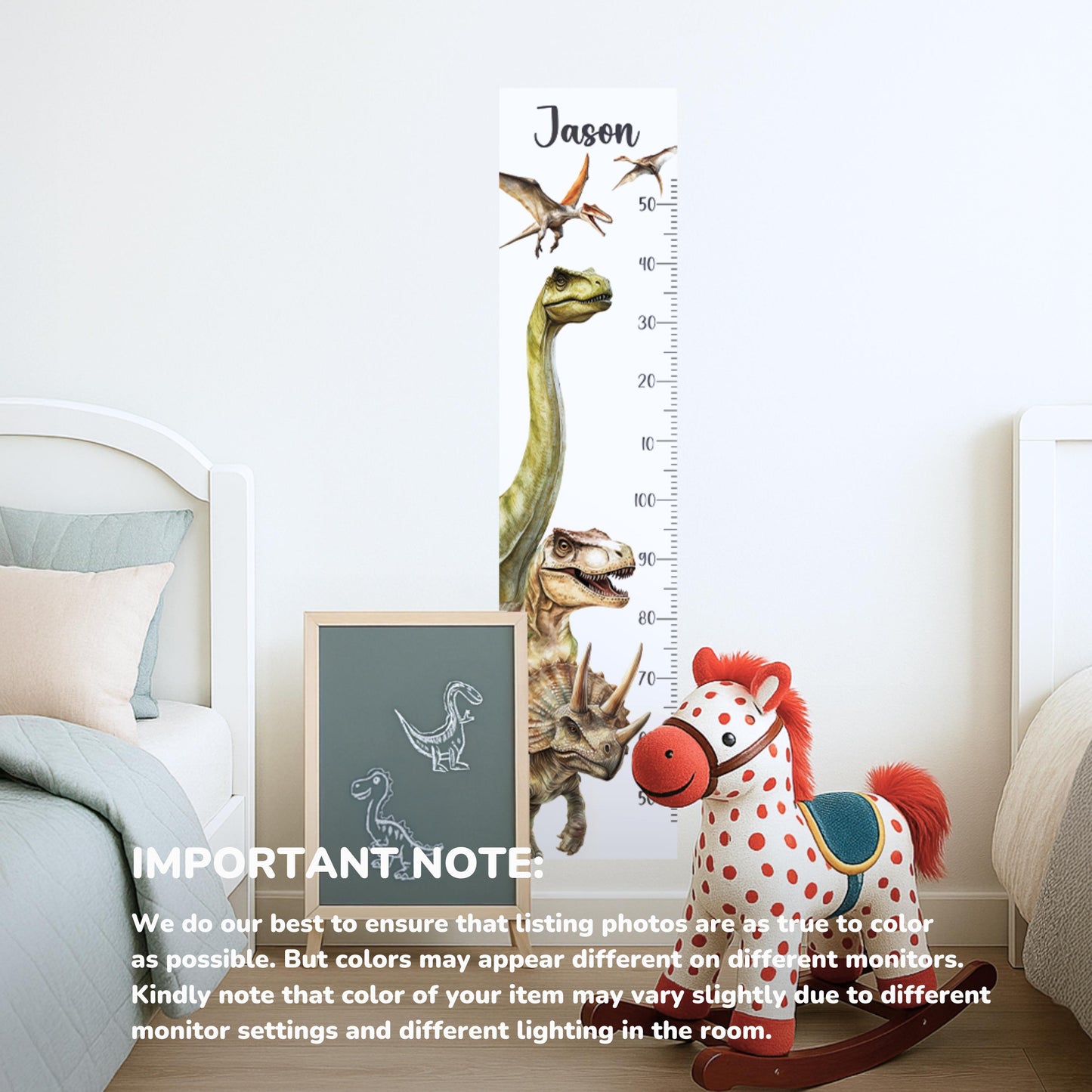 Autocollants muraux personnalisés pour tableau de croissance des dinosaures – Ajoutez le nom de votre enfant, réutilisables, à décoller et à coller, sans PVC, parfaits pour la crèche ou la salle de jeux