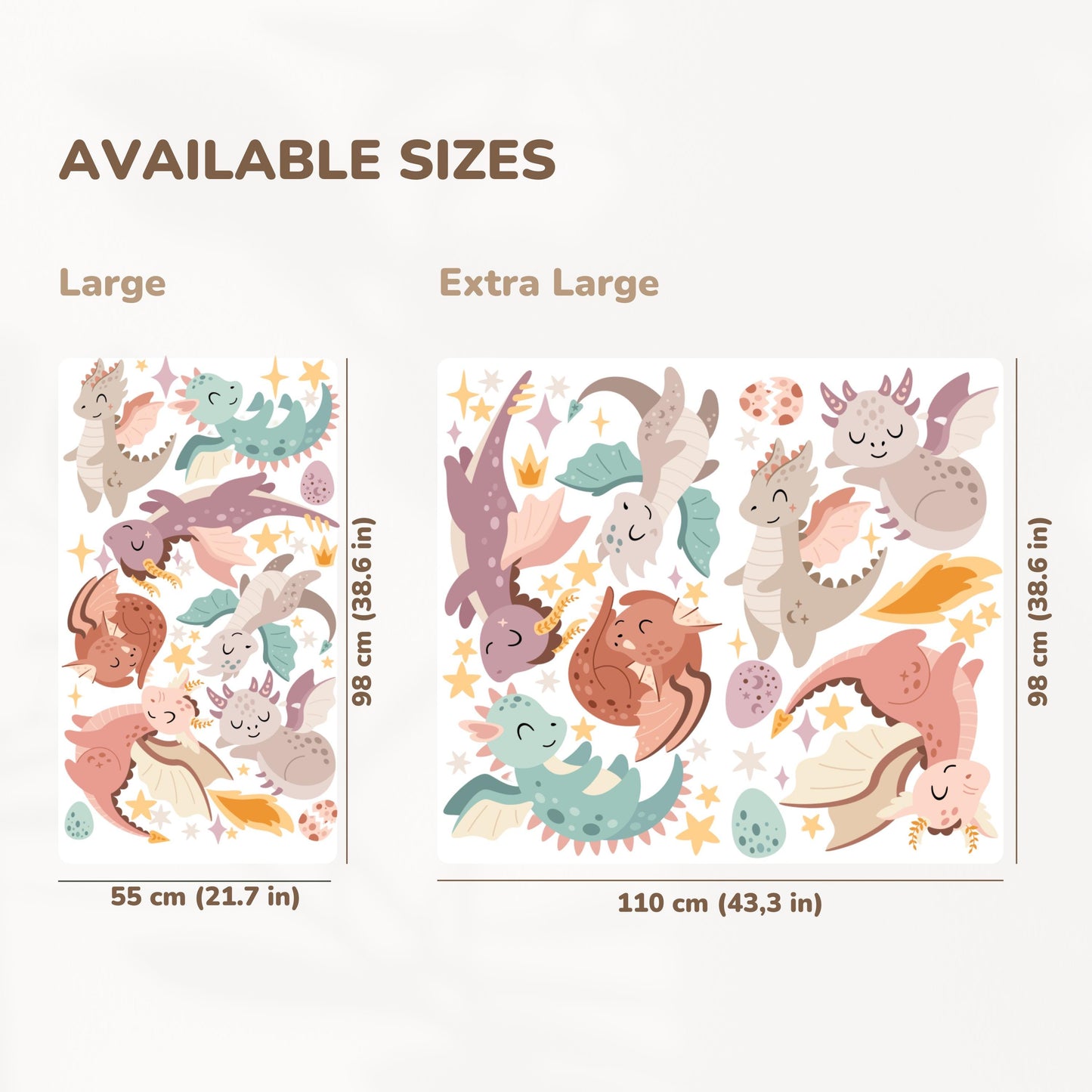 Stickers muraux dragons mignons – Créatures fantastiques violettes et roses, décoration bohème pour chambre d'enfant, art mural magique pour chambre d'enfant