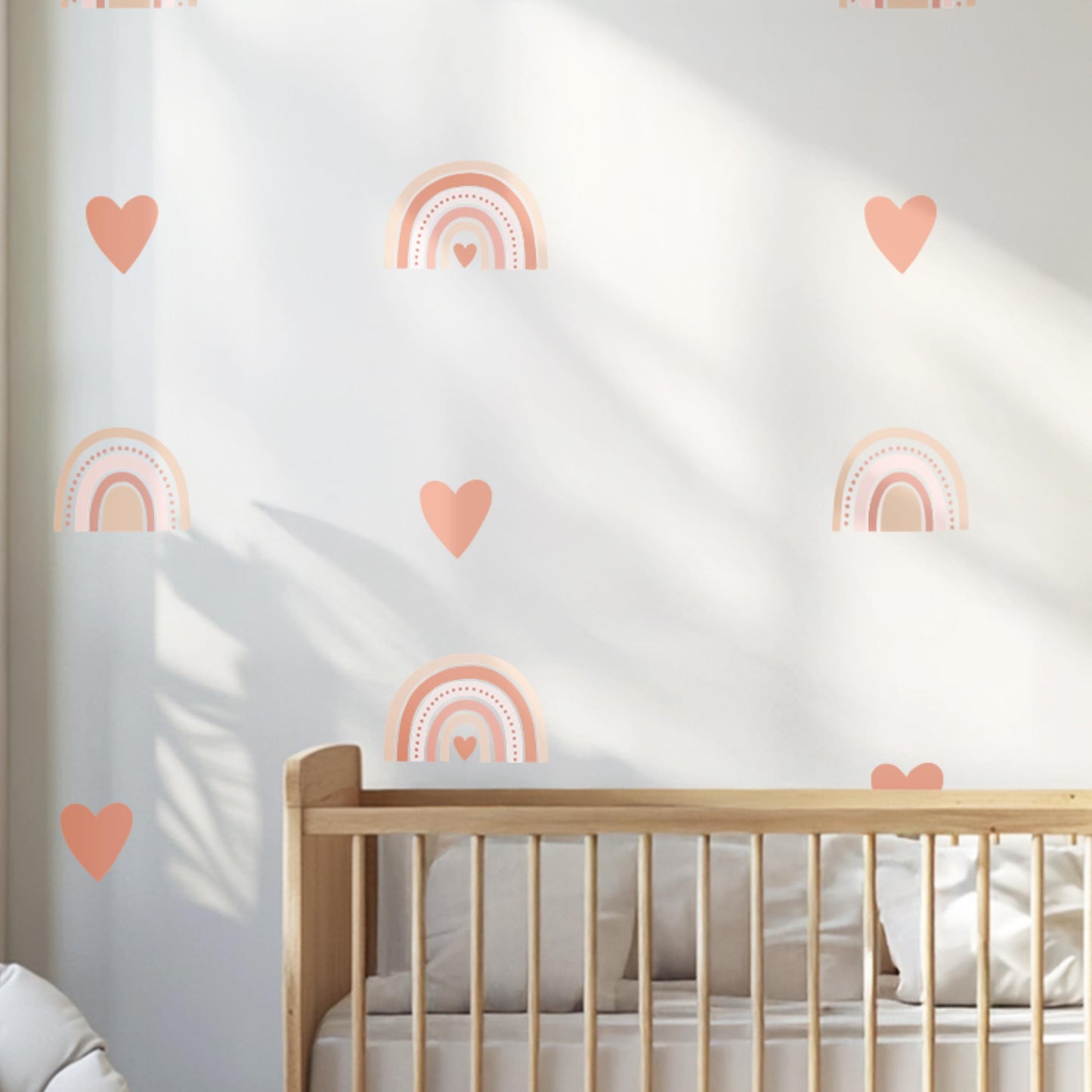 Boho Rainbow & Heart Wall Decals - Kids Room Wall Stickers, Non-Toxic Reusable Nursery Decor, Rainbow Stickers for Baby Room