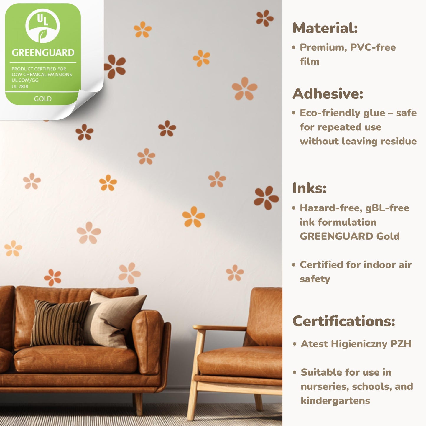 Pastellfarbene Blumen-Wandaufkleber – Boho-inspirierte Kinderzimmerkunst, große abnehmbare Aufkleber für Kinderzimmer, Mädchenschlafzimmer oder weiche Wandakzente