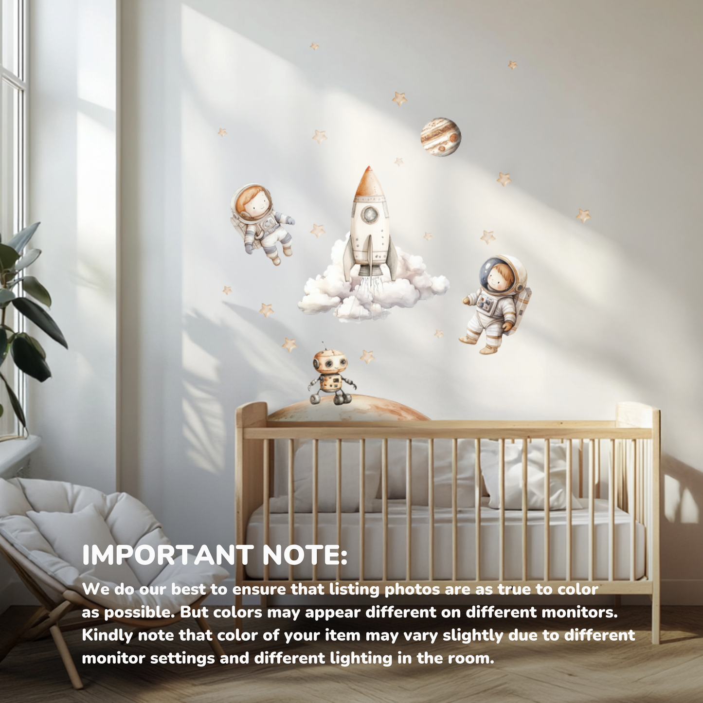 Space-Themed Wall Decals – PVC-Free Watercolor Stickers for Nursery & Playroom | Safe, Reusable and Eco-Friendly Decor