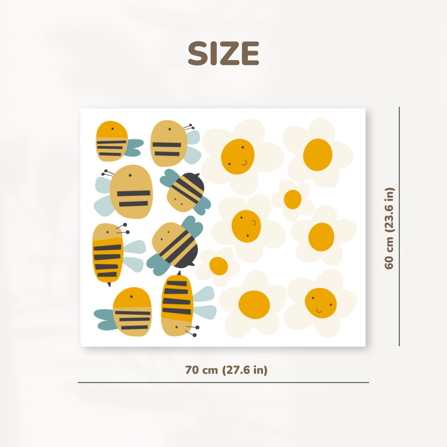 Smiling Bees and Flowers Wall Stickers – Fun & Reusable Wall Decals for Kids’ Room, Baby Nursery, or Preschool Classroom Decor