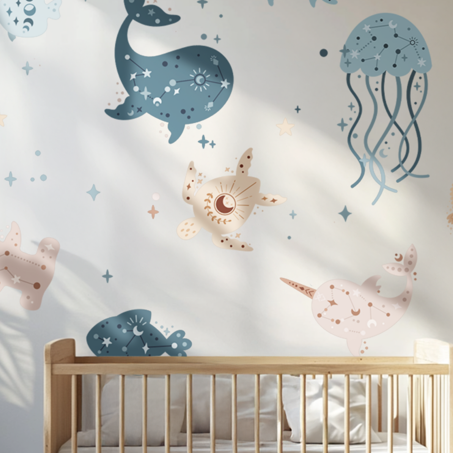 Ocean Animals Wall Decals – Extra Large & Reusable Stickers for Nursery or Playroom, Eco-Friendly and PVC-Free Sea Life Room Decor