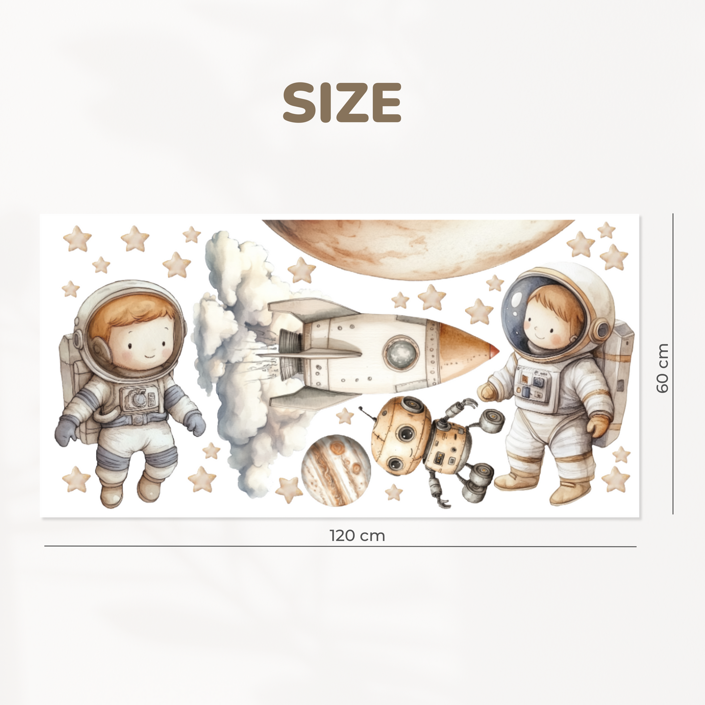 Space-Themed Wall Decals – PVC-Free Watercolor Stickers for Nursery & Playroom | Safe, Reusable and Eco-Friendly Decor