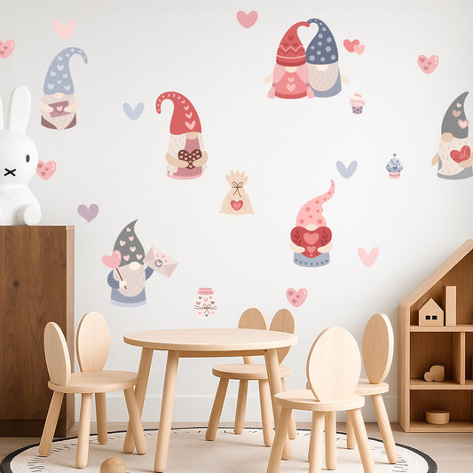 Gnome Wall Decals – Fairy Tale-Inspired Nursery Stickers for Girls & Boys, Pastel Reusable Wall Art, XL and L Sizes, Cozy Baby Room Decor