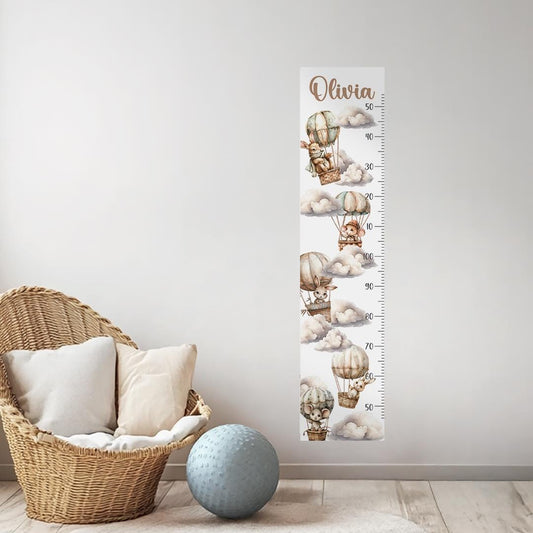 Hot Air Balloon Growth Chart Wall Decals –  Personalized with Child’s Name, Eco-Friendly, Peel & Stick Nursery Height Ruler