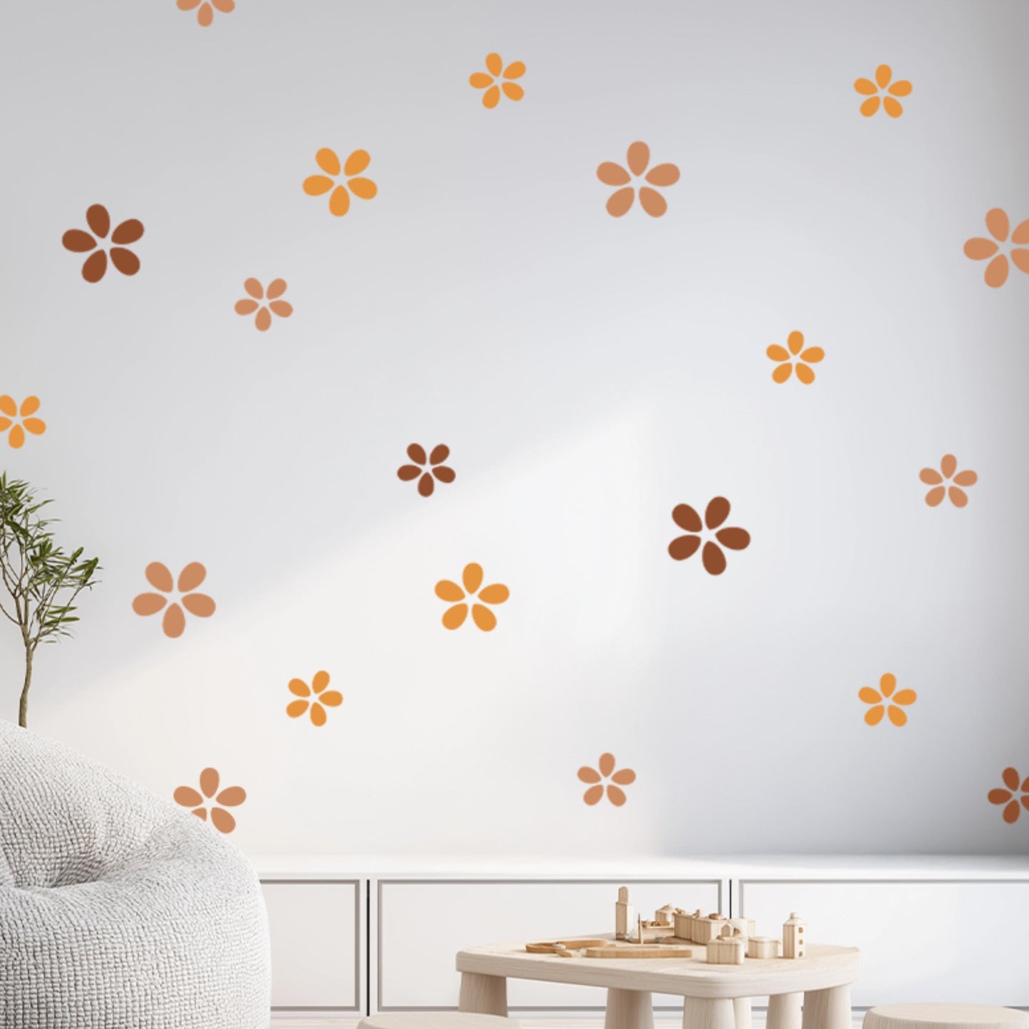 Pastel Flower Wall Decals – Boho-Inspired Nursery Art, Large Removable Stickers for Kids Room, Girls Bedroom or Soft Wall Accents