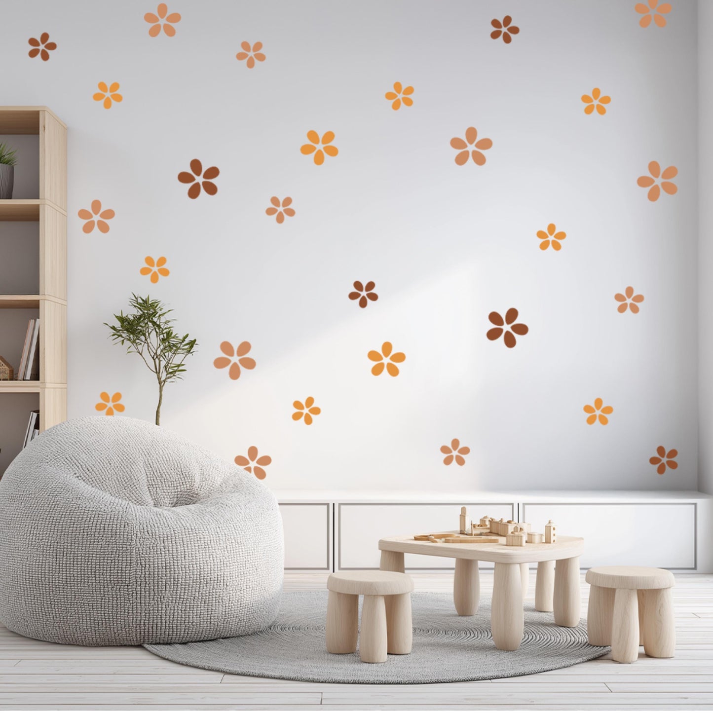 Pastel Flower Wall Decals – Boho-Inspired Nursery Art, Large Removable Stickers for Kids Room, Girls Bedroom or Soft Wall Accents